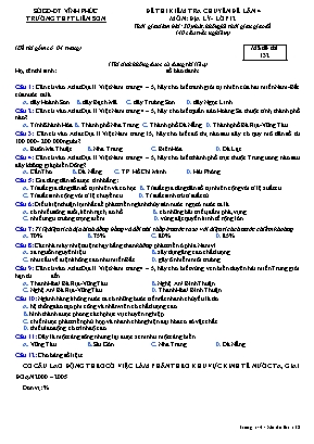 Đề thi kiểm tra chuyên đề lần 4 môn Địa lý Lớp 12 - Mã đề 132 - Trường THPT Liễn Sơn